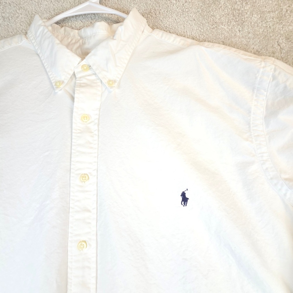 Ralph Lauren Mens 3XB White Cotton Oxford Button Down Shirt Long Sleeve Pony
